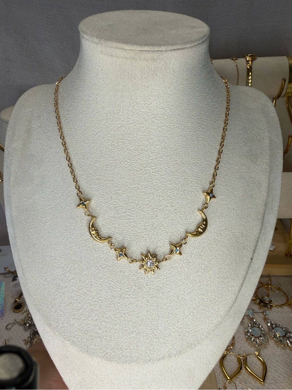 Gold Celestial Star & Moon Necklace - Women Jewelry